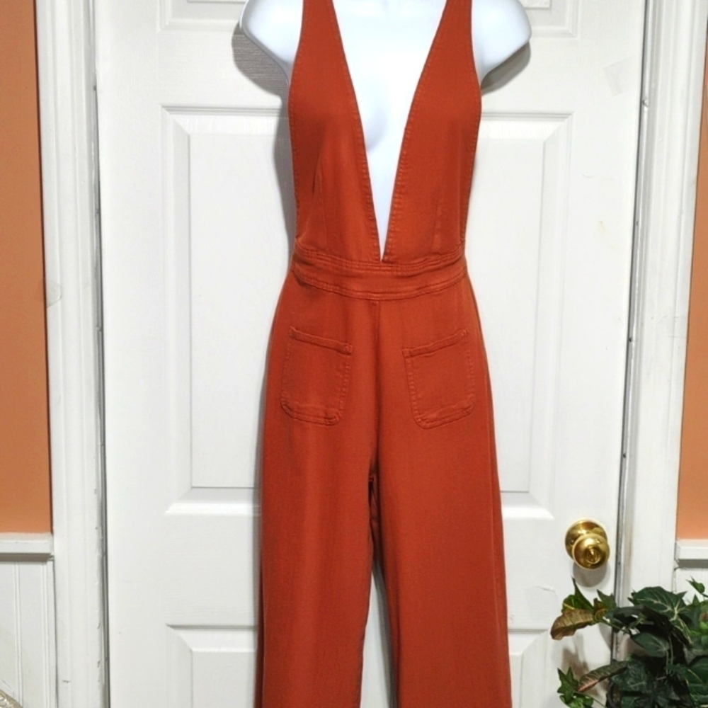 Dollhouse Rust colored wide leg jumpsuit